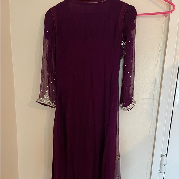 Purple wedding formal wear pakistani salwar kameez small - Picture 6 of 6
